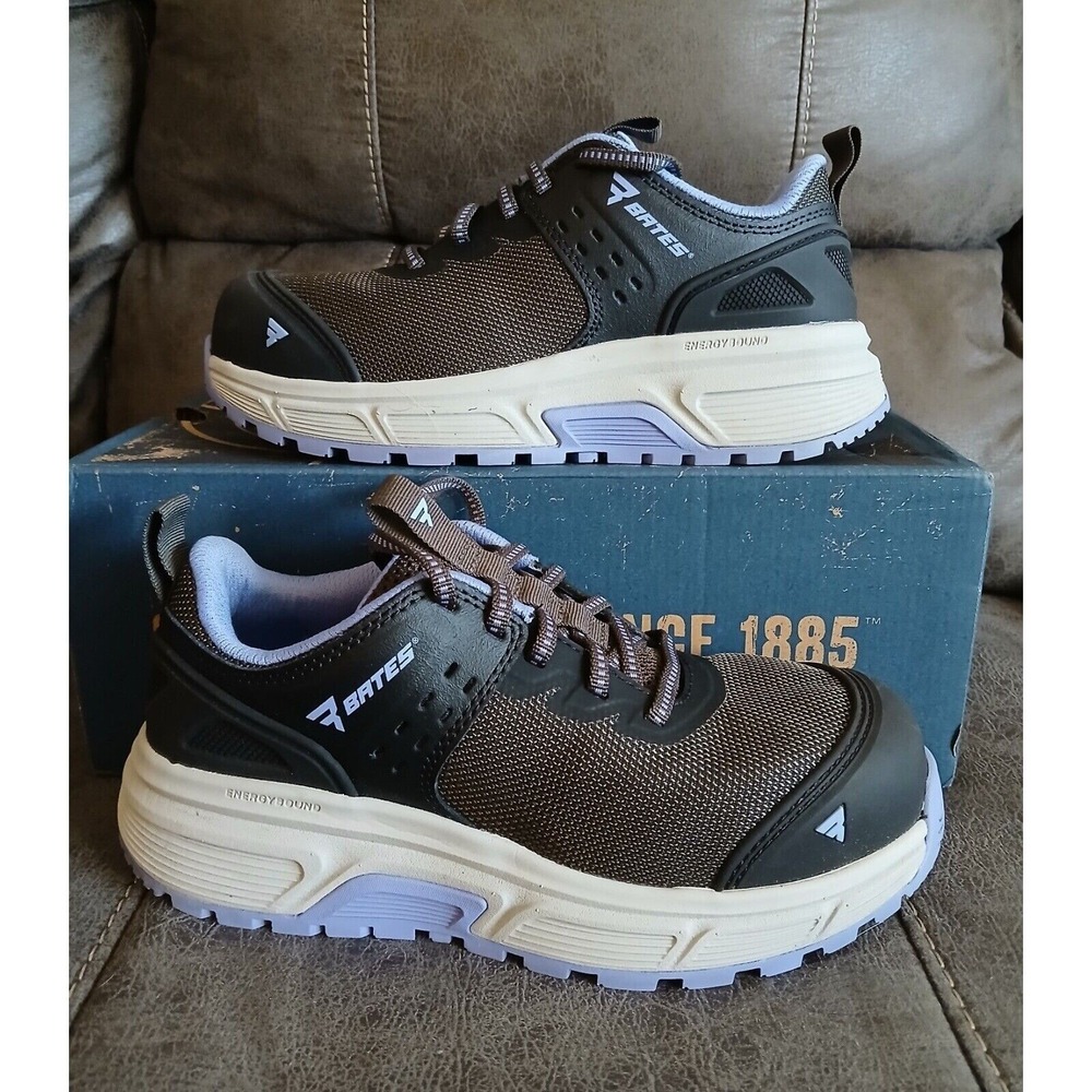Bates Rush Low Composite Toe Work Shoes Black Grey Purple Safety Women Size 6